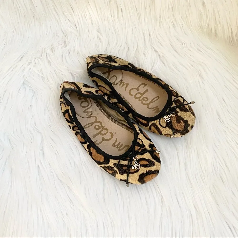 Sam Edelman calf hair on  leopard print flats ballet shoes 1.5